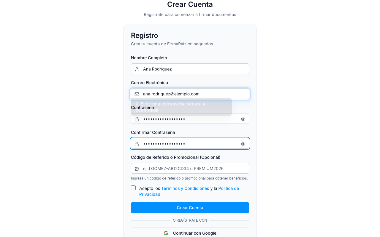 Cómo crear tu cuenta — paso